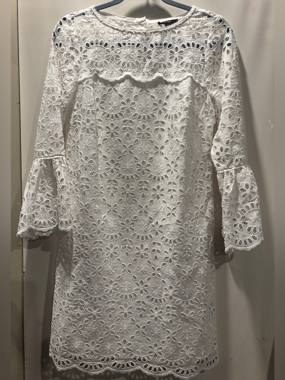 J.Crew Bell-sleeve dress in embroidered eyelet White Size 0 Item AK236
